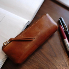 벨노아 선물용 고급 빈티지 감성 가죽 필통, 1개, 브라운