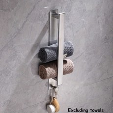 공간 절약형 수건걸이 무타공 벽걸이형 욕실 손님용, 실버