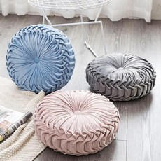 베이지 딥블루 쿠션 포근한 호박방석 플 푹신한 원형 OWF8B203