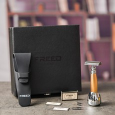 FREED 一週年紀念款雙刃式刮鬍刀尊爵四件組禮盒 - 阿波羅刻字刮鬍刀禮盒 生日送禮, 1個, 免費刻字