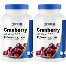 nutricost 蔓越莓&維他命CE膠囊 25000mg, 2罐, 120顆
