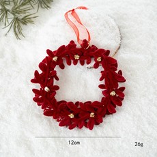 台灣發貨 2024耶誕新品 耶誕節裝飾品酒紅色植絨花環 蝴蝶結 麋鹿吊飾 耶誕樹掛飾 裝飾掛飾 節日道具, 花環, 1個