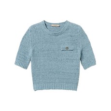 트윈셋 타원형 T 버튼 크롭 스웨터