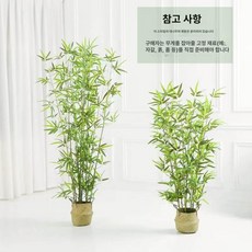 인조 대나무 벽장식 undefined 카페 인테리어, 2m 대나무 6개+원목 화분