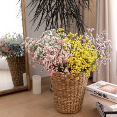 인테리어 장식 조화 소품 안개꽃 조화가지 5p세트, 안개 조화가지 5P 옐로우