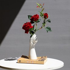 Vanlss 손꽃병 화이트 아이디어 꽃병 화이트 꽃병 세라믹 꽃병 인테리어 꽃병, 1 개
