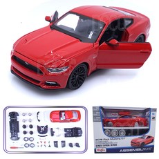 마이스토 1:24 포드머스탱 GT 조립키트 자동차 DIY 완구, 레드