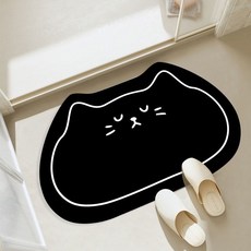미끄럼방지 규조토 고양이 발매트 욕실 발매트 물흡수, 블랙