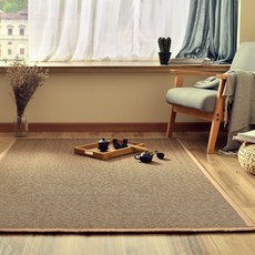 맞춤 다다미매트 대자리 바닥 사계절 왕골 카페트 100x200cm, 1.5cm 탄화색 린넨 와이드