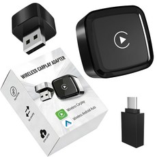 콜콜러브 무선 카플레이 안드로이드 오토 투인원 미니 스마트 자동차 어댑터 애플 iOS 10+ Android 11+ 호환, 블랙, CA-29