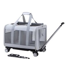 대형 소프트 켄넬 강아지포대기 개 고양이 이동장, 1개, 4면 메쉬 라이트그레이