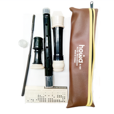 HOWA中音直笛 A-101 型號 附清潔棒與指法表 輕鬆上手 享受音樂樂趣, 黑色和米色, 1套