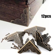 12개 코너 브래킷 조각 보호 캐비닛 모서리 가구 상자 장식용 삼각형 청동 보호대 나무, 12pcs