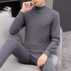 男士圓領薄款棉質秋衣秋褲套裝