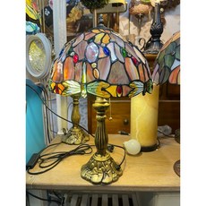 蒂芬妮蜻蜓12寸鄉村彩繪玻璃美式復古裝飾桌燈