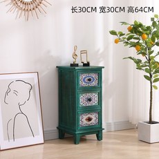 實木夾縫收納抽屜式客廳靠墻整理櫃落地多功能家用臥室窄縫儲物櫃臥室櫃, 復古綠3抽