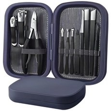 11피스 내향성 손톱 여행 스테인리스 스틸 네일 다기능 두꺼운 손톱깎이 발톱깎이 커터, 블랙., 1