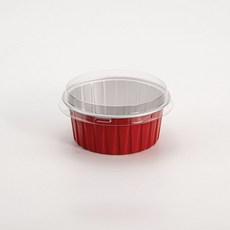 布丁杯 慕斯杯 圓形蛋糕盒 彩色錫箔杯 空氣炸鍋適用 烘焙盒, 古典紅+矮平蓋, 1個