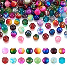 Craftdady 100피스 다채로운 레진 스트라이프 라운드 볼 비즈 10mm 혼합 색상 청키 버블검 검볼 스페이서 루즈 비즈 주얼리 제작용 구멍: 2mm, 8mm, 혼합 색상 페인트
