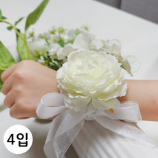 연지마켓 브라이덜샤워 소품 모음, 1세트, 05 브라이덜샤워 꽃팔찌 화이트 4입