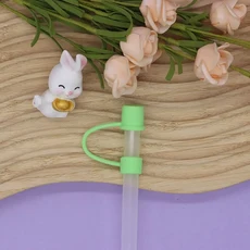 휴대용 빨대 팁 커버 우수한 밀봉 방진 토퍼 캡 보호대 뚜껑 파티 용품 8mm, 01 LIGHT GREEN