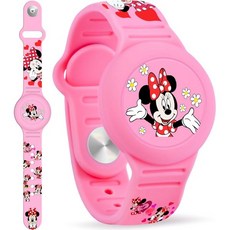 어린이 방수 에어태그 팔찌 유니콘 실리콘 홀더 은닉 디자인 가벼운 무게 애플 손목밴드 호환 어린이용 흰색, 카툰-핑크