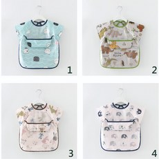 現貨兒童罩衣B1D 90/110碼 夏季薄款純棉防水短袖反穿衣吃飯衣圍裙