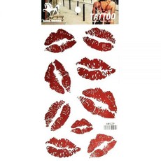 NipitShop 1장 3D 컬러풀 레드 립 키스 바디 아트 임시 타투 방수 스티커 184385