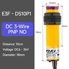 E3F-DS10C4 근접 스위치 광전 센서 스위치 NPN PNP DC5-36V 30cm 감지 범위 조정 가능 E3F-DS10P1/P2/C2/Y, 03 E3F-DS10P1