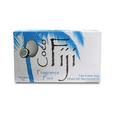 Organic Fiji 臉部身體椰子油肥皂, Fragrance Free, 198g, 1個