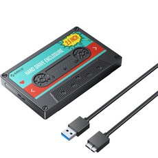 오리코 2.5형 SATA HDD/SSD 카세트 디자인 하드케이스 2580-V1, USB3.0 to Micro B, 블랙, 1개