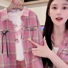 賣場優選童裝 女童襯衫 兒童襯衫外套春秋款2025新款韓版寬鬆上衣格子襯衫上衣韓版百搭洋