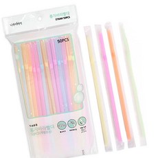 디쓰리포 음료빨대 롱 개별포장 자바라 빨대 50개입
