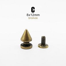 10 세트 금속 장식 펑크 탄두 스파이크 가죽 공예 스터드 벨트 리벳 DIY 자켓 신발 가방 스크류, C bronze