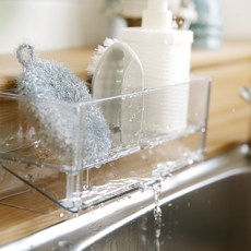 클리어 플라스틱 물빠짐 싱크대 수세미 거치대 키친 멀티랙, 1개, 클리어 키친 멀티랙 투명