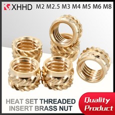 100-300PCS M2 M2.5 M3 M4 M8 삽입 구리 널링 황동 핫멜트 스레드 인서트 M5 M6 너트 열 능직 더블 세트, 200PCS