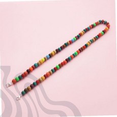 컬러풀 우드 비즈 목걸이 천연나무 구슬 핸드메이드 액세서리 여성용