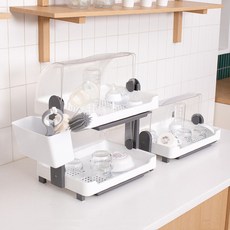 코코맘 젖병건조대 프리미엄 1단 2단 덮개형 물빠짐 그릇 식기건조대, 핑크