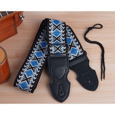 刺繡背帶 吉他背帶 (可插PICK) 民謠木吉他 古典吉他背帶 可插撥片電吉他背帶 加寬肩帶 電貝斯背帶, 1個, 藍色菱形