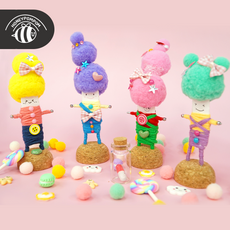 허니폼폼 걱정인형 친구들 DIY 4종, 1세트, 노란색머리,민트색머리,핑크색머리,보라색머리