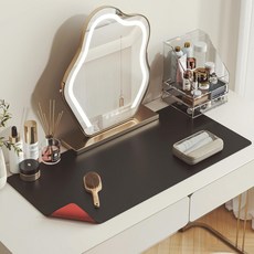 배니티용 던트리 메이크업 매트 23.6인치 x11.8 양면 가죽 배니티 청소하기 쉽고 방수 및 방유가 가능하며 배니티를 보호하는 책상 패드 매트블랙 - 레드, Art Deco (Pink), 23.6"x11.8"