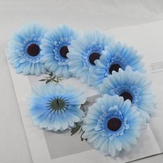 실크 인공 해바라기 꽃 꽃꽂이 수제 머리 장식 웨딩 홈, 5. Blue
