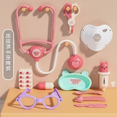 斑斑熊手術套裝 兒童過家家牙醫打針 幼兒園扮演聽診器小醫生玩具, 斑斑熊手術套裝 標準版, 1套
