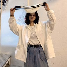 春夏韓版ins原宿BF風防曬衣開衫百搭復古純色學生男女長袖薄外套