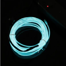 M 2M 3M 4M 5M 여러 가지 빛깔의 LED 스트립 조명 유연한 네온 불빛 EL 와이어 댄스 파티 분위기 장식 문자열 자동차, blue, Battery box