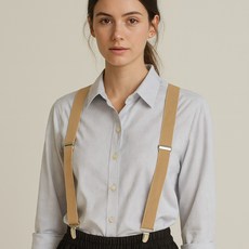 여성용 정장 바지 멜빵 베이지 서스펜더