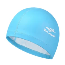 성인용 방수 PU 수영 모자 남녀공용 단색 수영장 다이빙 긴 머리 귀 보호, [01] 싱글 사이즈, [04] Navy blue