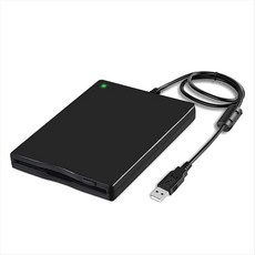 USB 플로피 디스크 리더 드라이브 3.5인치 FDD 휴대용 1.44MB 외부 디스켓 드라이브(PC 노트북 데스크탑용), 검은색