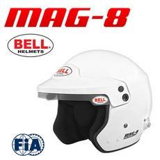 BELL 벨 MAG-8 오픈페이스 레이싱 헬멧 FIA 승인 한스클립 포함, 화이트