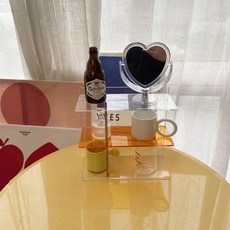 머그컵 진열장 3단 수납장 아크릴 주방 A 선반 홈카페, 오렌지